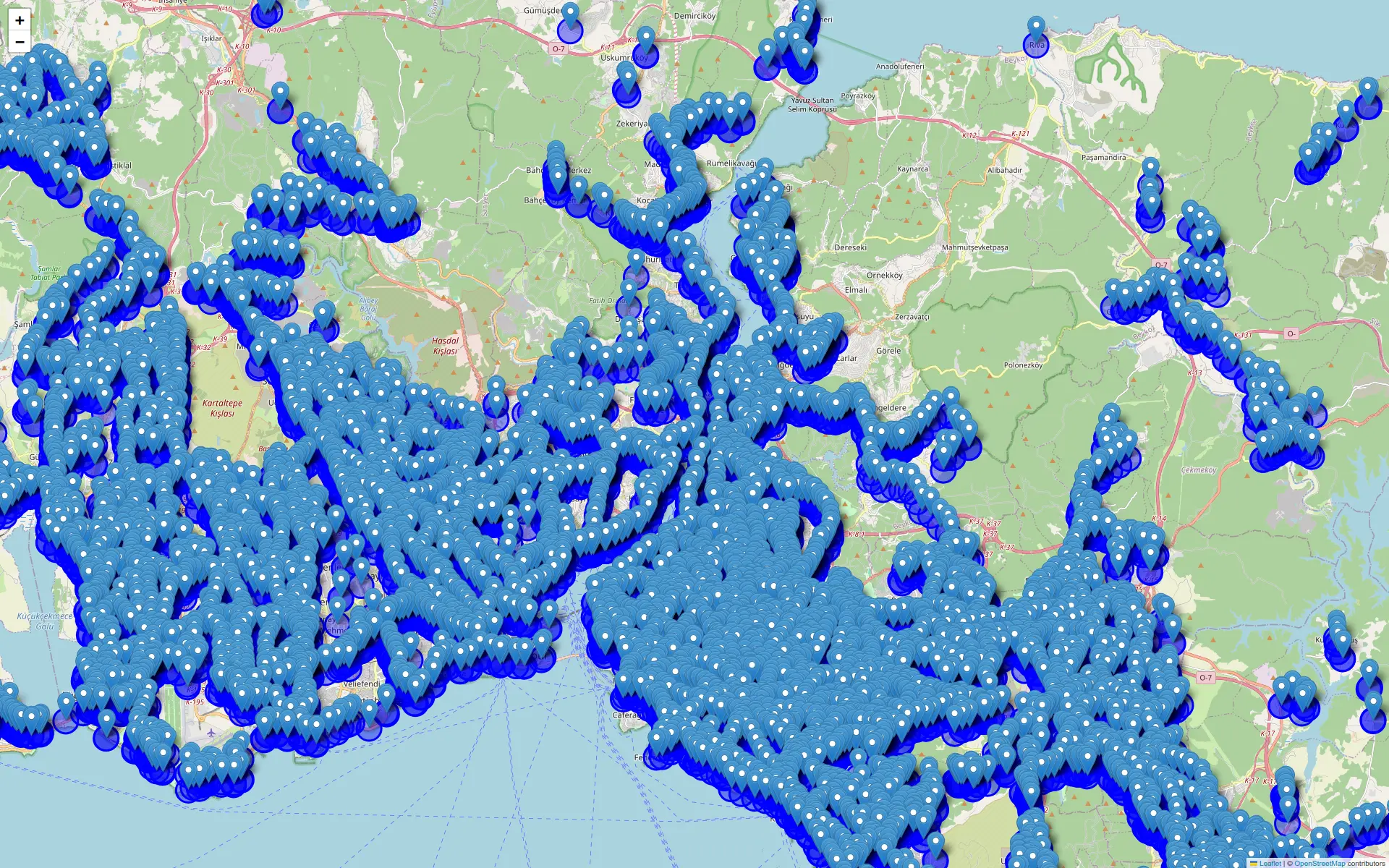 Simple visualization of bus stops across İstanbul